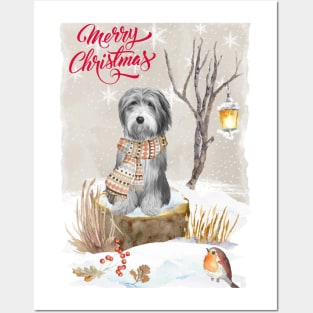 Bearded Collie Merry Christmas Santa Dog Posters and Art